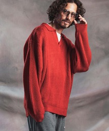 ms6607-Fuzzy-Knit Skipper Polo モヘアニットスキッパーポロシャツ(AG07-030acg)