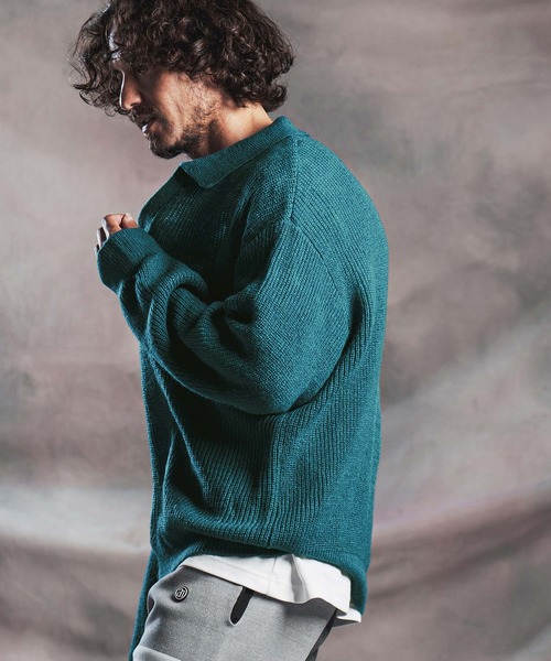 ANGENEHM（アンゲネーム）の「ms6607-Fuzzy-Knit Skipper Polo モヘアニットスキッパーポロシャツ(AG07-030acg)（ポロシャツ・メンズ・ブラック/レッド/ブルー系その他/マスタード/グレイッシュベージュ・M/L/S）」の19枚目の写真