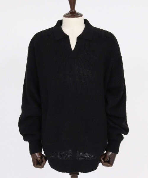 ANGENEHM（アンゲネーム）の「ms6607-Fuzzy-Knit Skipper Polo モヘアニットスキッパーポロシャツ(AG07-030acg)（ポロシャツ・メンズ・ブラック/レッド/ブルー系その他/マスタード/グレイッシュベージュ・M/L/S）」の14枚目の写真