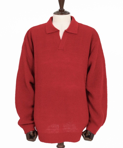 ANGENEHM（アンゲネーム）の「ms6607-Fuzzy-Knit Skipper Polo モヘアニットスキッパーポロシャツ(AG07-030acg)（ポロシャツ・メンズ・ブラック/レッド/ブルー系その他/マスタード/グレイッシュベージュ・M/L/S）」の15枚目の写真