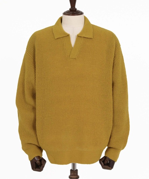 ANGENEHM（アンゲネーム）の「ms6607-Fuzzy-Knit Skipper Polo モヘアニットスキッパーポロシャツ(AG07-030acg)（ポロシャツ・メンズ・ブラック/レッド/ブルー系その他/マスタード/グレイッシュベージュ・M/L/S）」の9枚目の写真
