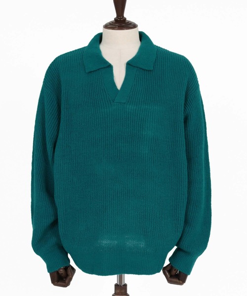ANGENEHM（アンゲネーム）の「ms6607-Fuzzy-Knit Skipper Polo モヘアニットスキッパーポロシャツ(AG07-030acg)（ポロシャツ・メンズ・ブラック/レッド/ブルー系その他/マスタード/グレイッシュベージュ・M/L/S）」の10枚目の写真
