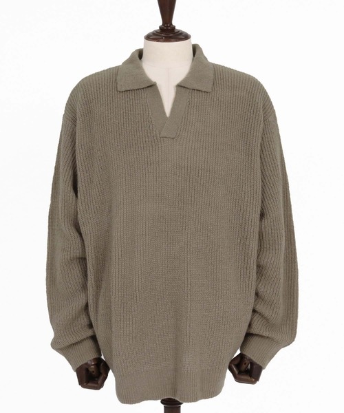 ANGENEHM（アンゲネーム）の「ms6607-Fuzzy-Knit Skipper Polo モヘアニットスキッパーポロシャツ(AG07-030acg)（ポロシャツ・メンズ・ブラック/レッド/ブルー系その他/マスタード/グレイッシュベージュ・M/L/S）」の11枚目の写真