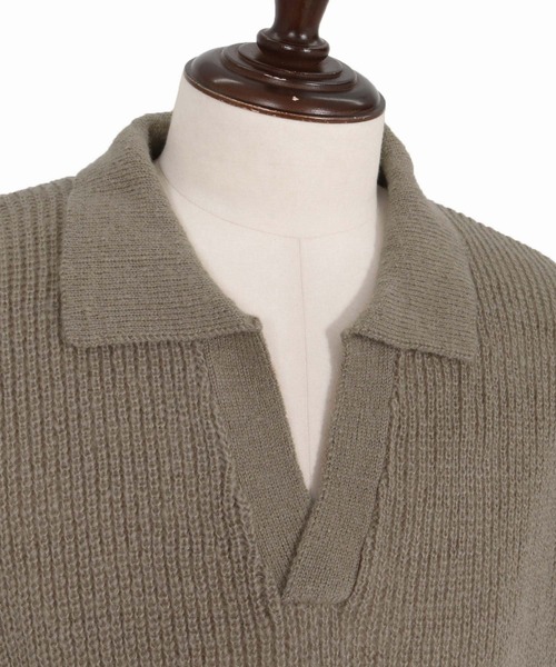 ANGENEHM（アンゲネーム）の「ms6607-Fuzzy-Knit Skipper Polo モヘアニットスキッパーポロシャツ(AG07-030acg)（ポロシャツ・メンズ・ブラック/レッド/ブルー系その他/マスタード/グレイッシュベージュ・M/L/S）」の13枚目の写真