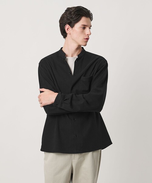 UNITED ARROWS(ユナイテッドアローズ)の「スエーディージャージ バンドカラーシャツ(シャツ/ブラウス・メンズ・モカ/ブラック・L/XL/S/M)」の6枚目の写真