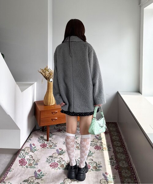 CIAOPANIC（チャオパニック）の「BIGボタンシャギーミドルコート（その他アウター・レディース・イエロー/アイボリー/グレー/ベージュ・FREE）」の12枚目の写真