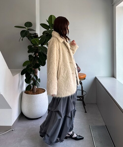 CIAOPANIC（チャオパニック）の「BIGボタンシャギーミドルコート（その他アウター・レディース・イエロー/アイボリー/グレー/ベージュ・FREE）」の19枚目の写真