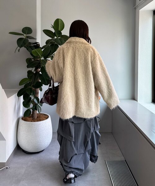 CIAOPANIC（チャオパニック）の「BIGボタンシャギーミドルコート（その他アウター・レディース・イエロー/アイボリー/グレー/ベージュ・FREE）」の20枚目の写真