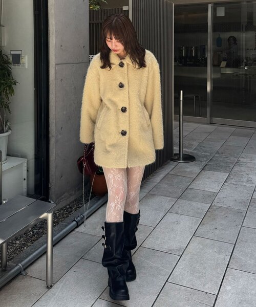 CIAOPANIC（チャオパニック）の「BIGボタンシャギーミドルコート（その他アウター・レディース・イエロー/アイボリー/グレー/ベージュ・FREE）」の22枚目の写真
