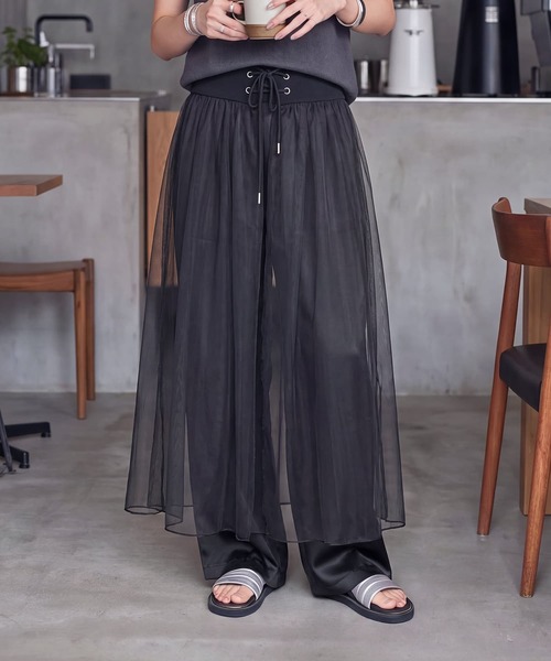 STYLE DELI（スタイルデリ）の「【DELI by】シアーチュールレイヤードスカート（スカート・レディース・ブラック・M）」の7枚目の写真