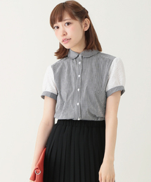 earth music&ecology | ラウンドカラーレーススリーブブラウス(シャツ/ブラウス)