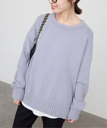 セール】コットンストレッチ コクーンV袖付きプルオーバー◇（ニット