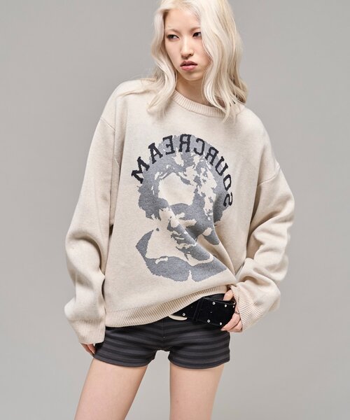 Sourcream（サワークリーム）の「【Sourcream】 偉人ジャガードニット（ニット/セーター・レディース・アイボリー/ブラック・MEDIUM/SMALL）」の8枚目の写真