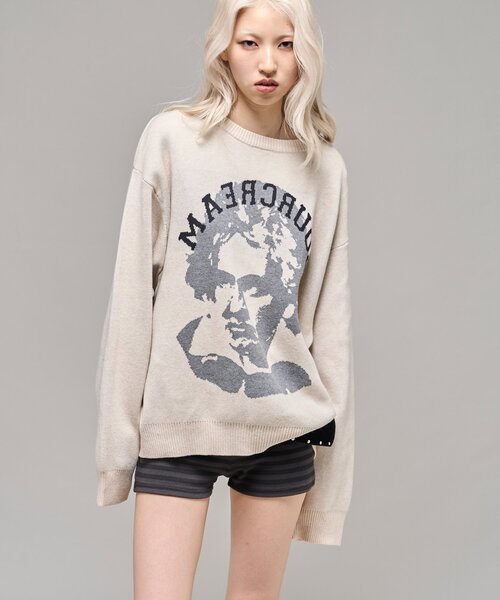 Sourcream（サワークリーム）の「【Sourcream】 偉人ジャガードニット（ニット/セーター・レディース・アイボリー/ブラック・MEDIUM/SMALL）」の9枚目の写真