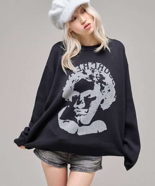 Sourcream（サワークリーム）の「【Sourcream】 偉人ジャガードニット（ニット/セーター・レディース・アイボリー/ブラック・MEDIUM/SMALL）」の14枚目の写真