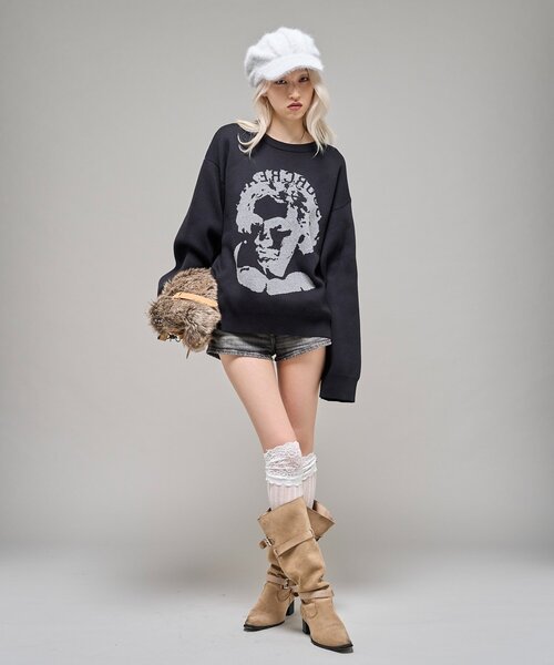 Sourcream（サワークリーム）の「【Sourcream】 偉人ジャガードニット（ニット/セーター・レディース・アイボリー/ブラック・MEDIUM/SMALL）」の17枚目の写真