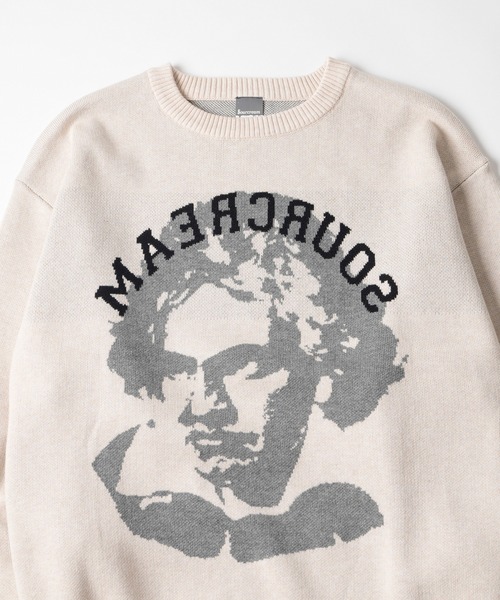 Sourcream（サワークリーム）の「【Sourcream】 偉人ジャガードニット（ニット/セーター・レディース・アイボリー/ブラック・MEDIUM/SMALL）」の3枚目の写真