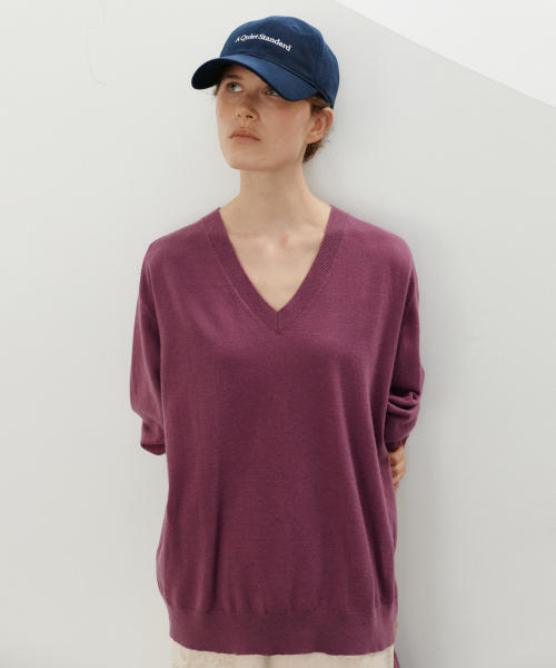 URAGO(ユラーゴ)の「Washable V-neck knit shawl set_Purple(ニット/セーター・レディース・パープル・FREE)」の4枚目の写真