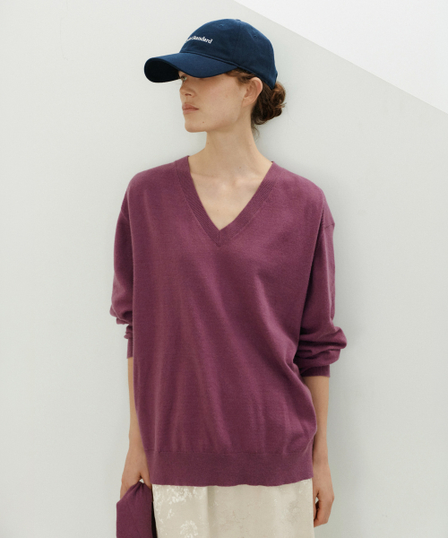URAGO(ユラーゴ)の「Washable V-neck knit shawl set_Purple(ニット/セーター・レディース・パープル・FREE)」の5枚目の写真