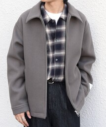 PURE WOOL MELTON リラックス ジップアップ ショート ブルゾン◆