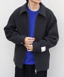 PURE WOOL MELTON リラックス ジップアップ ブルゾン◆