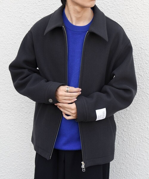 SHIPS any（シップス エニィ）の「PURE WOOL MELTON リラックス ジップアップ ブルゾン◆（ブルゾン・メンズ・ブラック/グレー/チャコールグレー・MEDIUM/LARGE）」の3枚目の写真
