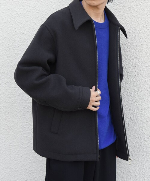 SHIPS any（シップス エニィ）の「PURE WOOL MELTON リラックス ジップアップ ブルゾン◆（ブルゾン・メンズ・ブラック/グレー/チャコールグレー・MEDIUM/LARGE）」の21枚目の写真