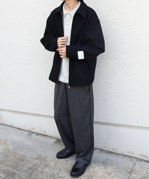 SHIPS any（シップス エニィ）の「PURE WOOL MELTON リラックス ジップアップ ブルゾン◆（ブルゾン・メンズ・ブラック/グレー/チャコールグレー・MEDIUM/LARGE）」の22枚目の写真