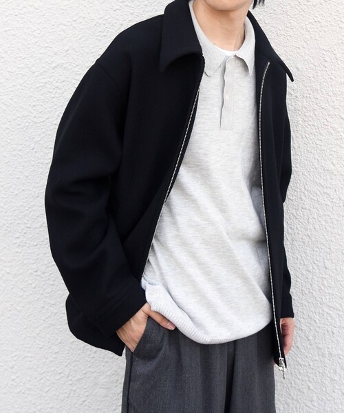 SHIPS any（シップス エニィ）の「PURE WOOL MELTON リラックス ジップアップ ブルゾン◆（ブルゾン・メンズ・ブラック/グレー/チャコールグレー・MEDIUM/LARGE）」の14枚目の写真