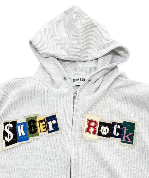 SK8ER ROCK(スケーターロック)の「コラージュロゴ ワッフルフードジップアップ(ホワイトメランジ)(パーカー・レディース・その他・ONE SIZE)」の3枚目の写真