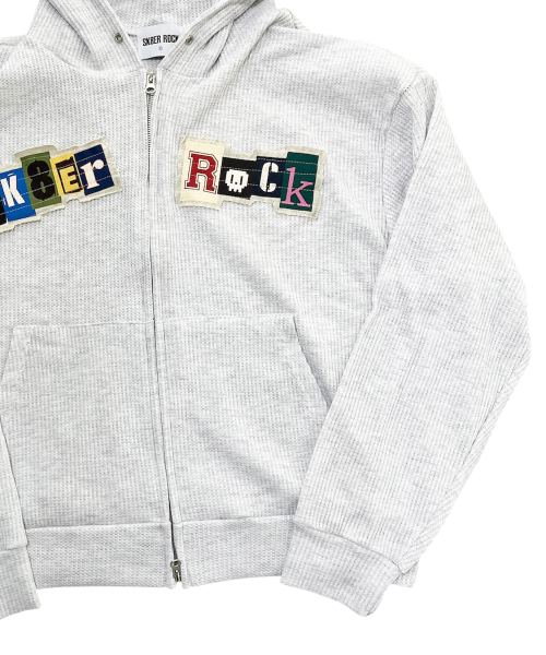 SK8ER ROCK(スケーターロック)の「コラージュロゴ ワッフルフードジップアップ(ホワイトメランジ)(パーカー・レディース・その他・ONE SIZE)」の4枚目の写真