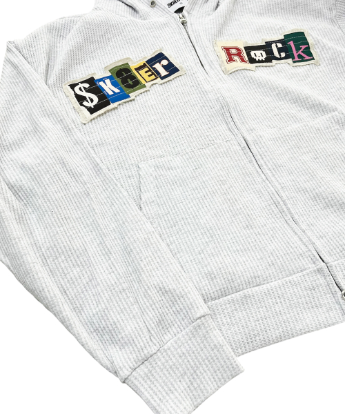 SK8ER ROCK(スケーターロック)の「コラージュロゴ ワッフルフードジップアップ(ホワイトメランジ)(パーカー・レディース・その他・ONE SIZE)」の5枚目の写真