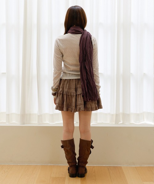 UNE MANSION(ユヌマンション)の「【2026AW新作アイテム】【UNE ORIGINAL】小花柄フロントシャーリングラブリーVネックTシャツカットソー(Tシャツ/カットソー・レディース・ブラウン/ライトベージュ/ネイビー・SMALL/MEDIUM)」の12枚目の写真