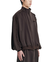 AJOBYAJO（アジョバイアジョ）の「Multi Lace Trim Raglan Track Jacket [DARK BROWN]（ナイロンジャケット）」