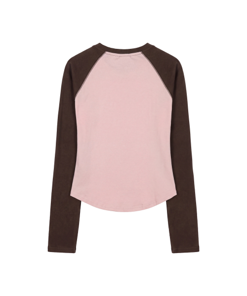 PASION(パシオン)の「MAVIS ラグランTシャツ_ピンク & ブラウン Mavis Raglan Tee_ Pink & Brown(Tシャツ/カットソー・レディース・ピンク・FREE)」の2枚目の写真