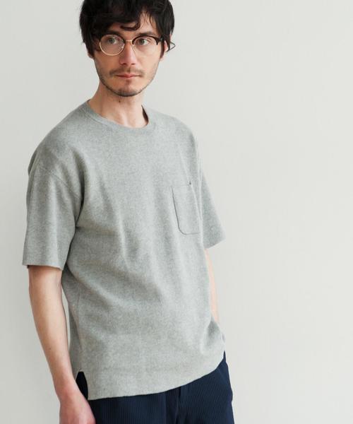 green label relaxing（グリーンレーベルリラクシング）の「KC CO MILANO/RIB C/N 半袖ニット◆（ニット/セーター・メンズ・ホワイト/グレー/モカ・SMALL/LARGE/MEDIUM）」の2枚目の写真