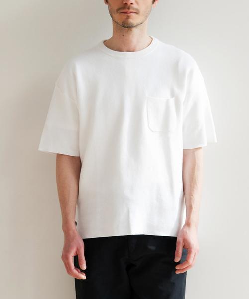 green label relaxing（グリーンレーベルリラクシング）の「KC CO MILANO/RIB C/N 半袖ニット◆（ニット/セーター・メンズ・ホワイト/グレー/モカ・SMALL/LARGE/MEDIUM）」の8枚目の写真