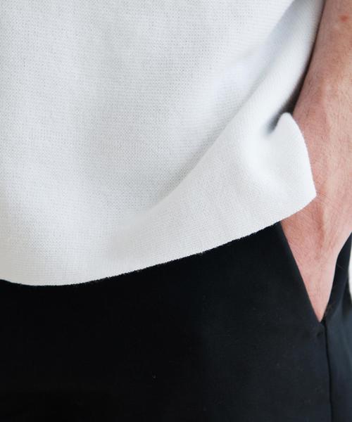 green label relaxing（グリーンレーベルリラクシング）の「KC CO MILANO/RIB C/N 半袖ニット◆（ニット/セーター・メンズ・ホワイト/グレー/モカ・SMALL/LARGE/MEDIUM）」の4枚目の写真