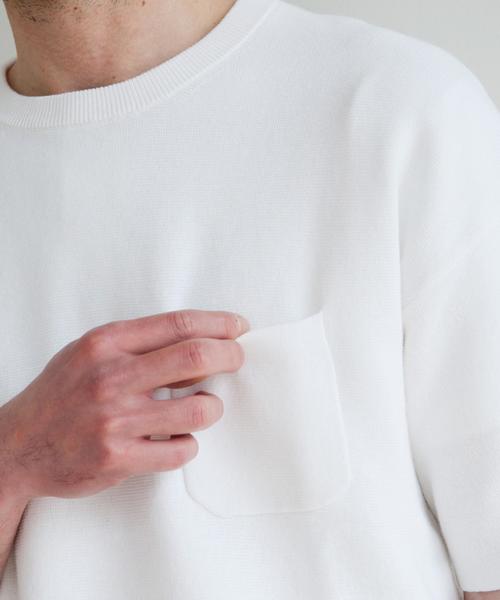 green label relaxing（グリーンレーベルリラクシング）の「KC CO MILANO/RIB C/N 半袖ニット◆（ニット/セーター・メンズ・ホワイト/グレー/モカ・SMALL/LARGE/MEDIUM）」の5枚目の写真