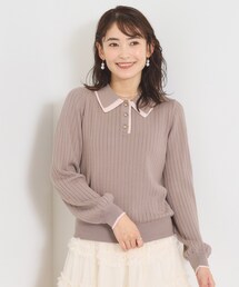 2枚衿配色リブニット