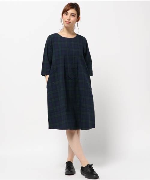 セール サニークラウズ ワンピース ワンピース feat shuttle Sunny notes やっぱり麻が好きチェックワンピ レディース ワンピース ワンピース Sunny Clouds サニークラウズ のファッション