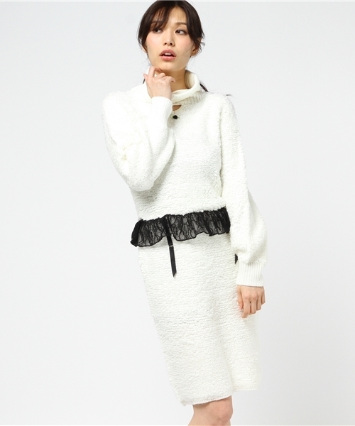 EATME（イートミー）の「タートルネックレイヤーニットワンピース（ワンピース・レディース・アイボリー/ピンク/グレー・FREE）」の15枚目の写真