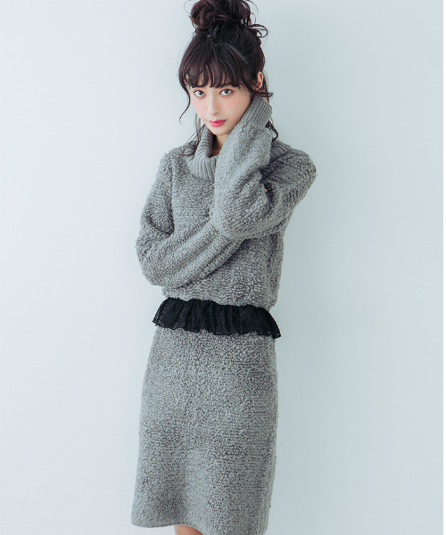 EATME（イートミー）の「タートルネックレイヤーニットワンピース（ワンピース・レディース・アイボリー/ピンク/グレー・FREE）」の13枚目の写真