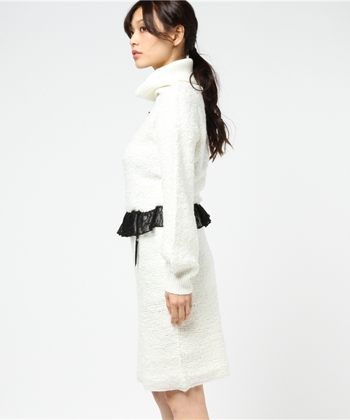 EATME（イートミー）の「タートルネックレイヤーニットワンピース（ワンピース・レディース・アイボリー/ピンク/グレー・FREE）」の5枚目の写真