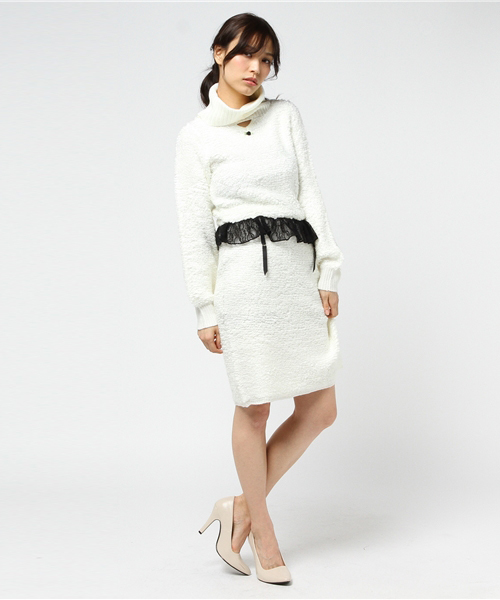 EATME（イートミー）の「タートルネックレイヤーニットワンピース（ワンピース・レディース・アイボリー/ピンク/グレー・FREE）」の12枚目の写真