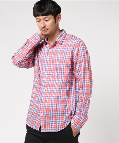 ESTNATION(エストネーション)の「ESTNATION シャーリングチェック柄シャツ(シャツ/ブラウス・メンズ・ライトインディゴブルー/クリアレッド/マスタード・SMALL/MEDIUM/LARGE/X-LARGE)」の16枚目の写真