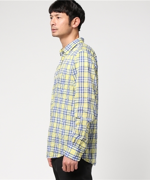 ESTNATION(エストネーション)の「ESTNATION シャーリングチェック柄シャツ(シャツ/ブラウス・メンズ・ライトインディゴブルー/クリアレッド/マスタード・SMALL/MEDIUM/LARGE/X-LARGE)」の4枚目の写真