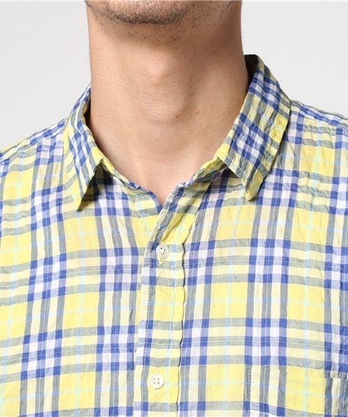 ESTNATION(エストネーション)の「ESTNATION シャーリングチェック柄シャツ(シャツ/ブラウス・メンズ・ライトインディゴブルー/クリアレッド/マスタード・SMALL/MEDIUM/LARGE/X-LARGE)」の6枚目の写真