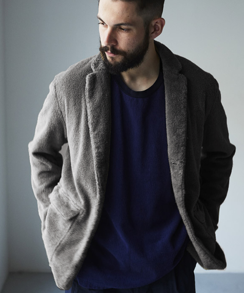 THING FABRICS（シングファブリックス）の「tHING FABRICS/シングファブリックス Tailored collar jacket (Short Pile)（テーラードジャケット・メンズ・グレー/ネイビー/ブラック・0/1）」の20枚目の写真