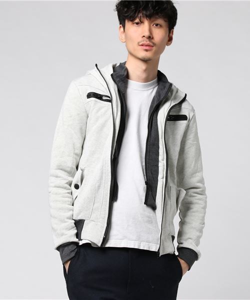 STYLEBLOCK（スタイルブロック）の「フェイクレイヤードライダースジャケット（ライダースジャケット・メンズ・ライトグレー/ダークグレー/ワインレッド/ブラック・M/XXL/L/XL）」の2枚目の写真